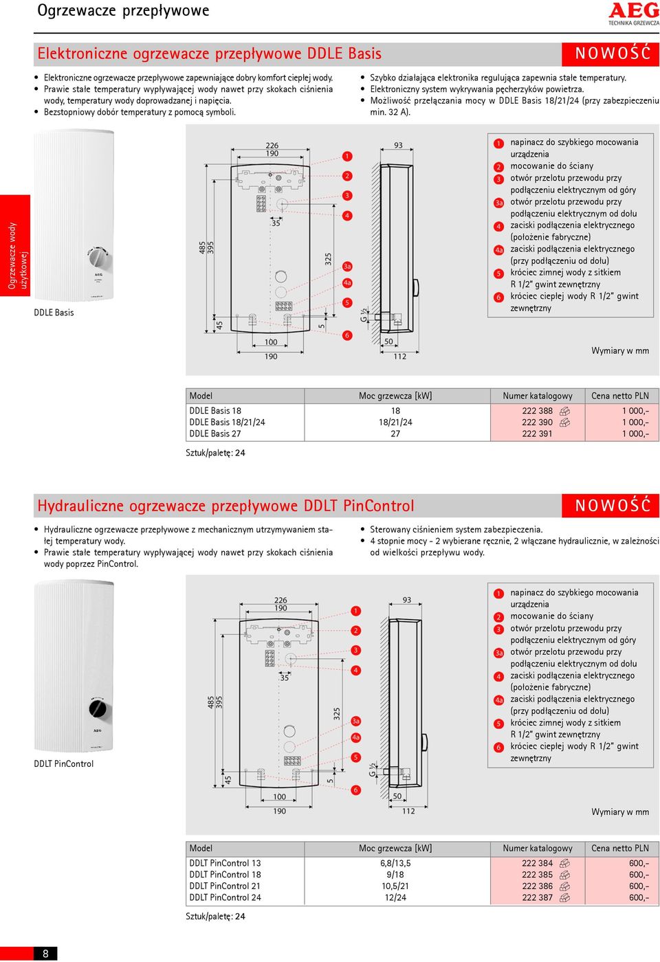 Szybko dzia³aj¹ca elektronika reguluj¹ca zapewnia sta³e temperatury. Elektroniczny system wykrywania pêcherzyków powietrza. Mo liwoœæ prze³¹czania mocy w DDLE Basis 18/21/24 (przy zabezpieczeniu min.