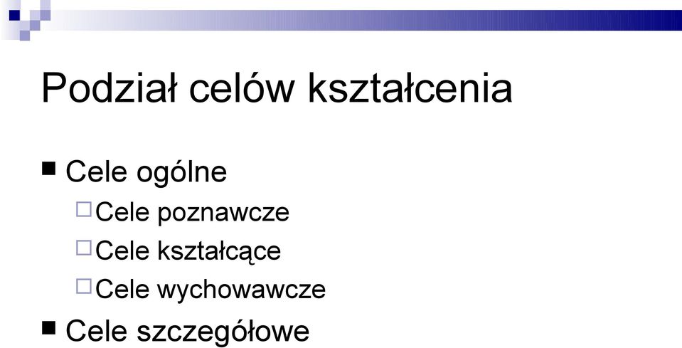 poznawcze Cele kształcące