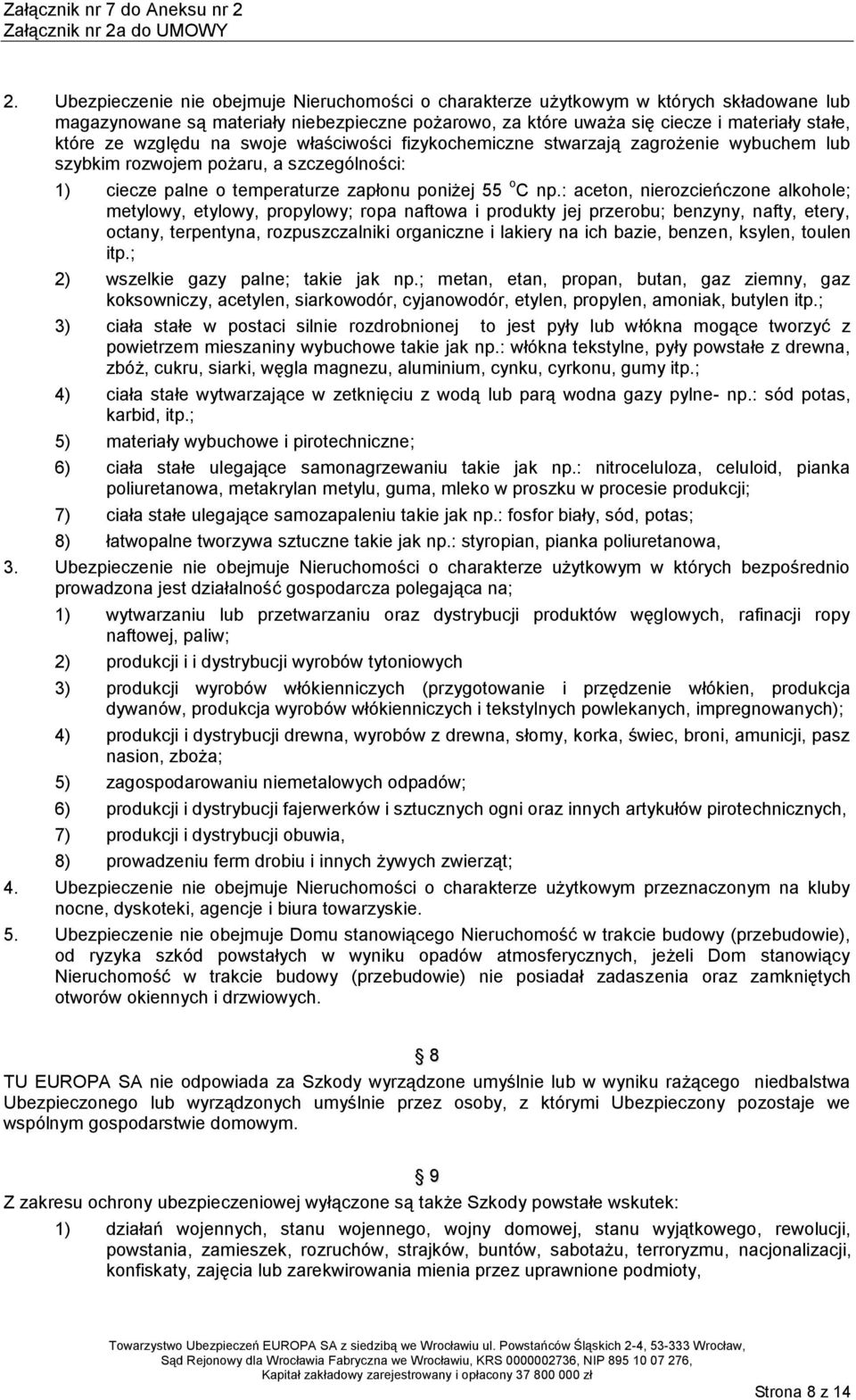 : aceton, nierozcieńczone alkohole; metylowy, etylowy, propylowy; ropa naftowa i produkty jej przerobu; benzyny, nafty, etery, octany, terpentyna, rozpuszczalniki organiczne i lakiery na ich bazie,