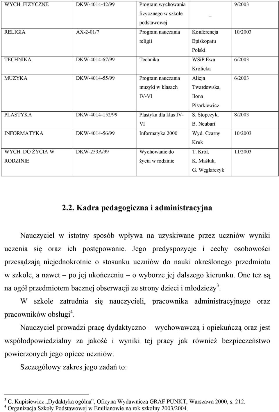 Neubart INFORMATYKA DKW-4014-56/99 Informatyka 2000 Wyd. Czarny Kruk WYCH. DO ŻYCIA W DKW-253A/99 Wychowanie do T. Król, RODZINIE życia w rodzinie K. Maśluk, G.