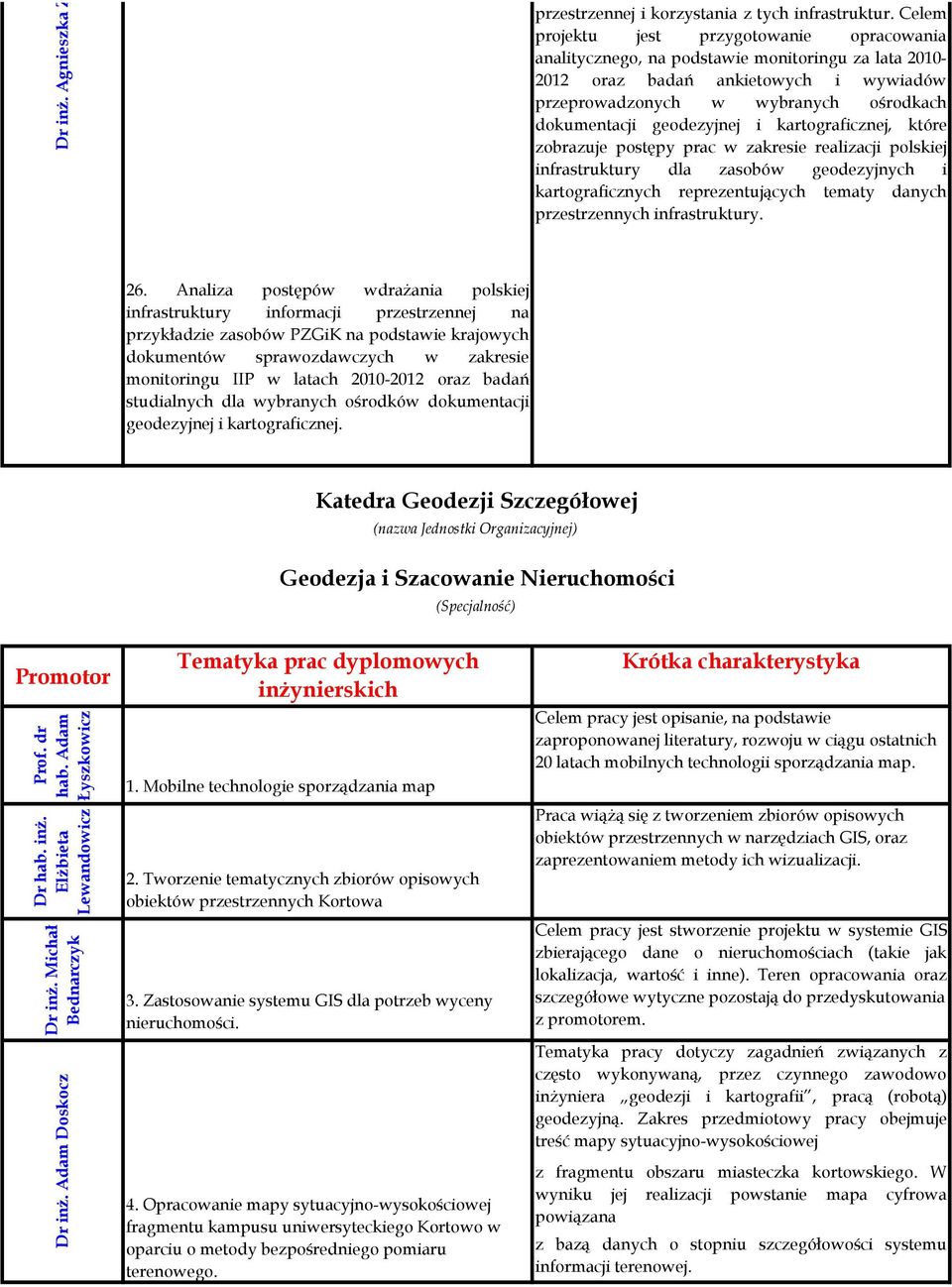 geodezyjnej i kartograficznej, które zobrazuje postępy prac w zakresie realizacji polskiej infrastruktury dla zasobów geodezyjnych i kartograficznych reprezentujących tematy danych przestrzennych