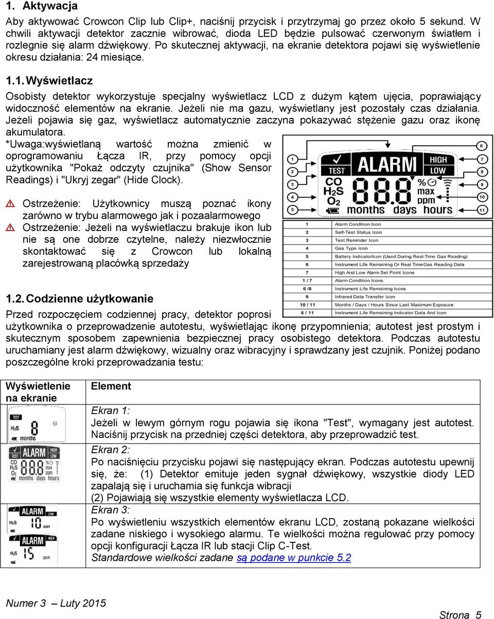 Po skutecznej aktywacji, na ekranie detektora pojawi się wyświetlenie okresu działania: 24 miesiące. 1.