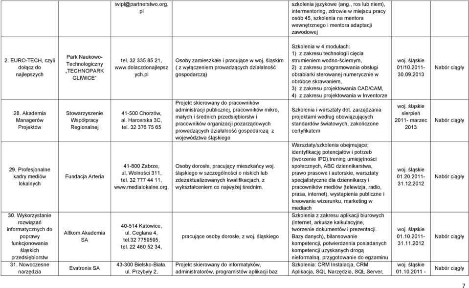 Wykorzystanie rozwiązań informatycznych do poprawy funkcjonowania śląskich przedsiębiorstw 31.