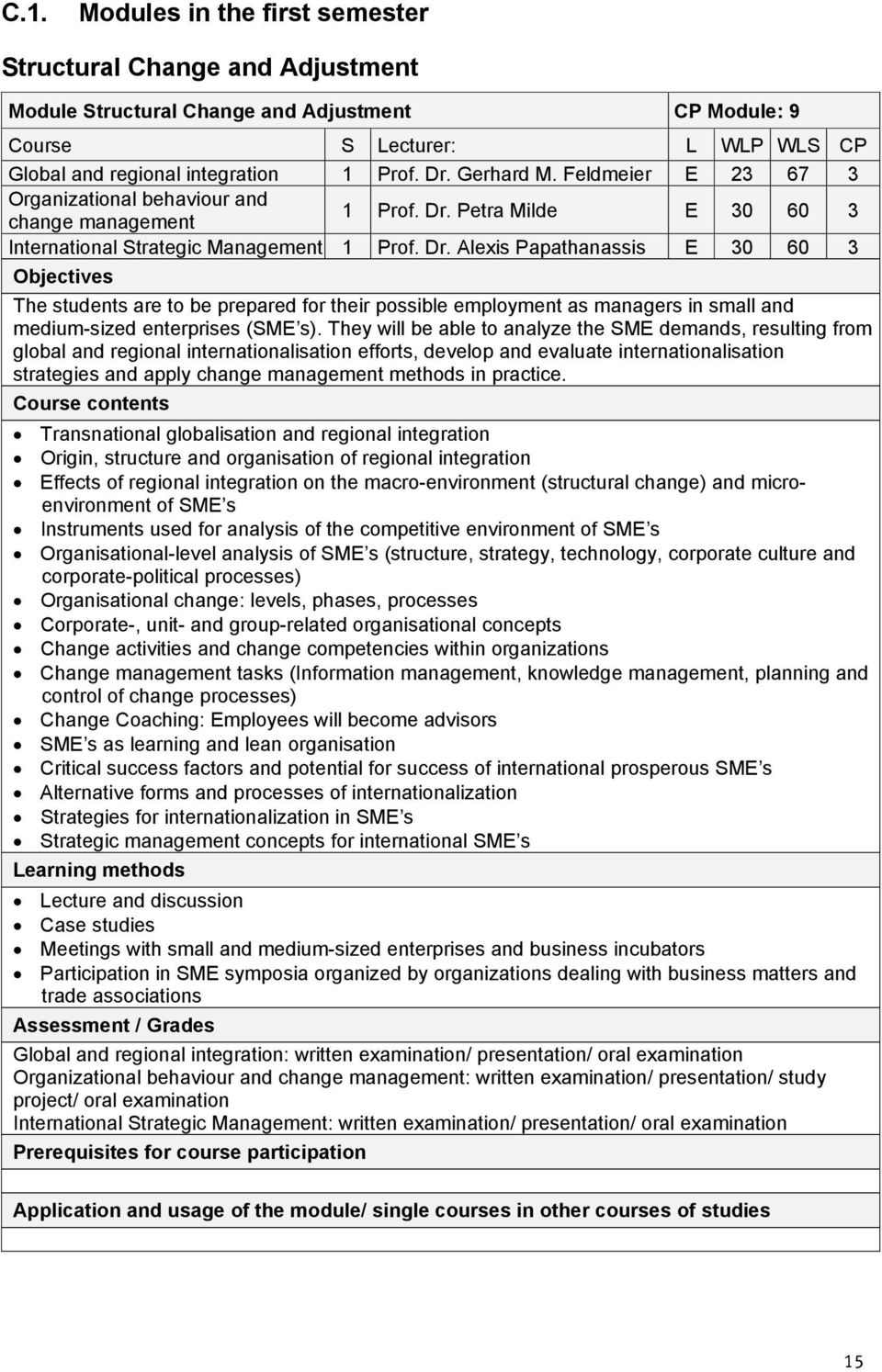 Petra Milde E 30 60 3 International Strategic Management 1 Prof. Dr.