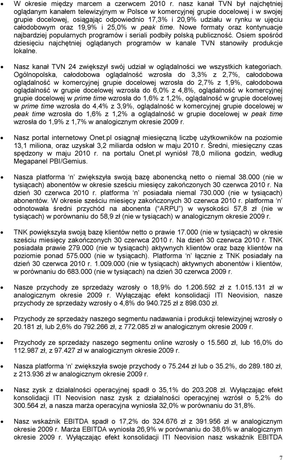 całodobowym oraz 19,9% i 25,0% w peak time. Nowe formaty oraz kontynuacje najbardziej popularnych programów i seriali podbiły polską publiczność.