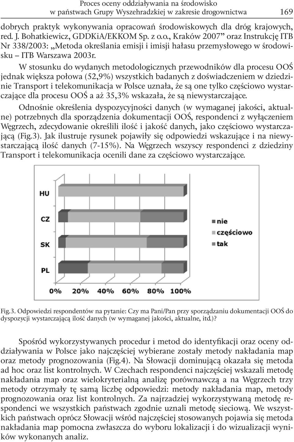 W stosunku do wydanych metodologicznych przewodników dla procesu OOŚ jednak większa połowa (52,9%) wszystkich badanych z doświadczeniem w dziedzinie Transport i telekomunikacja w Polsce uznała, że są