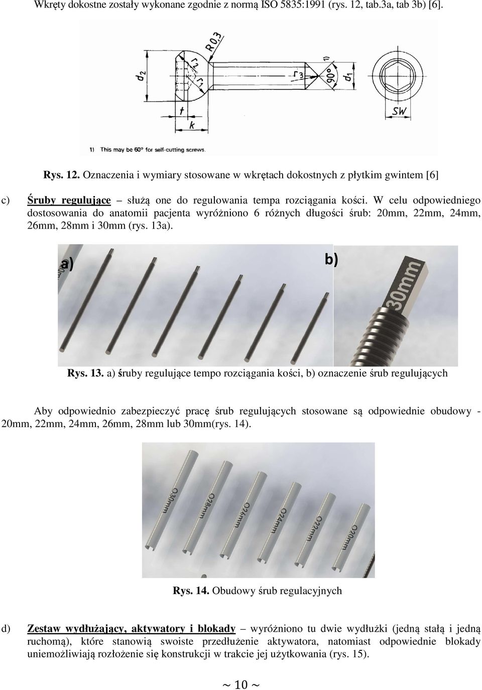 W celu odpowiedniego dostosowania do anatomii pacjenta wyróżniono 6 różnych długości śrub: 20mm, 22mm, 24mm, 26mm, 28mm i 30mm (rys. 13a