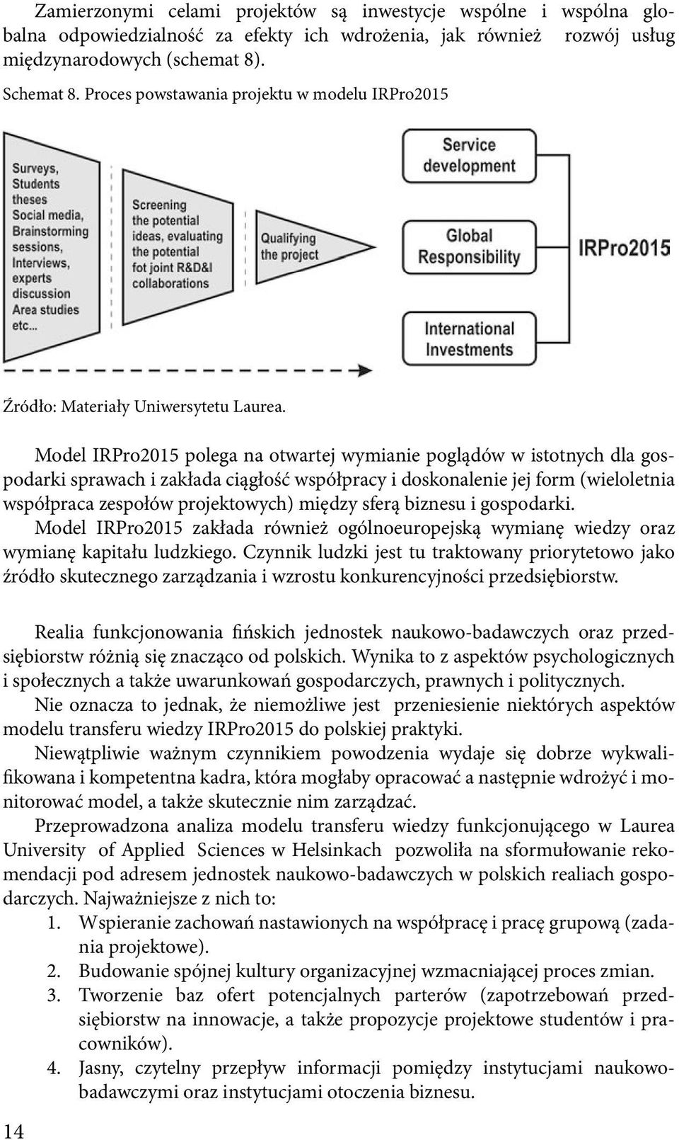 Model IRPro2015 polega na otwartej wymianie poglądów w istotnych dla gospodarki sprawach i zakłada ciągłość współpracy i doskonalenie jej form (wieloletnia współpraca zespołów projektowych) między