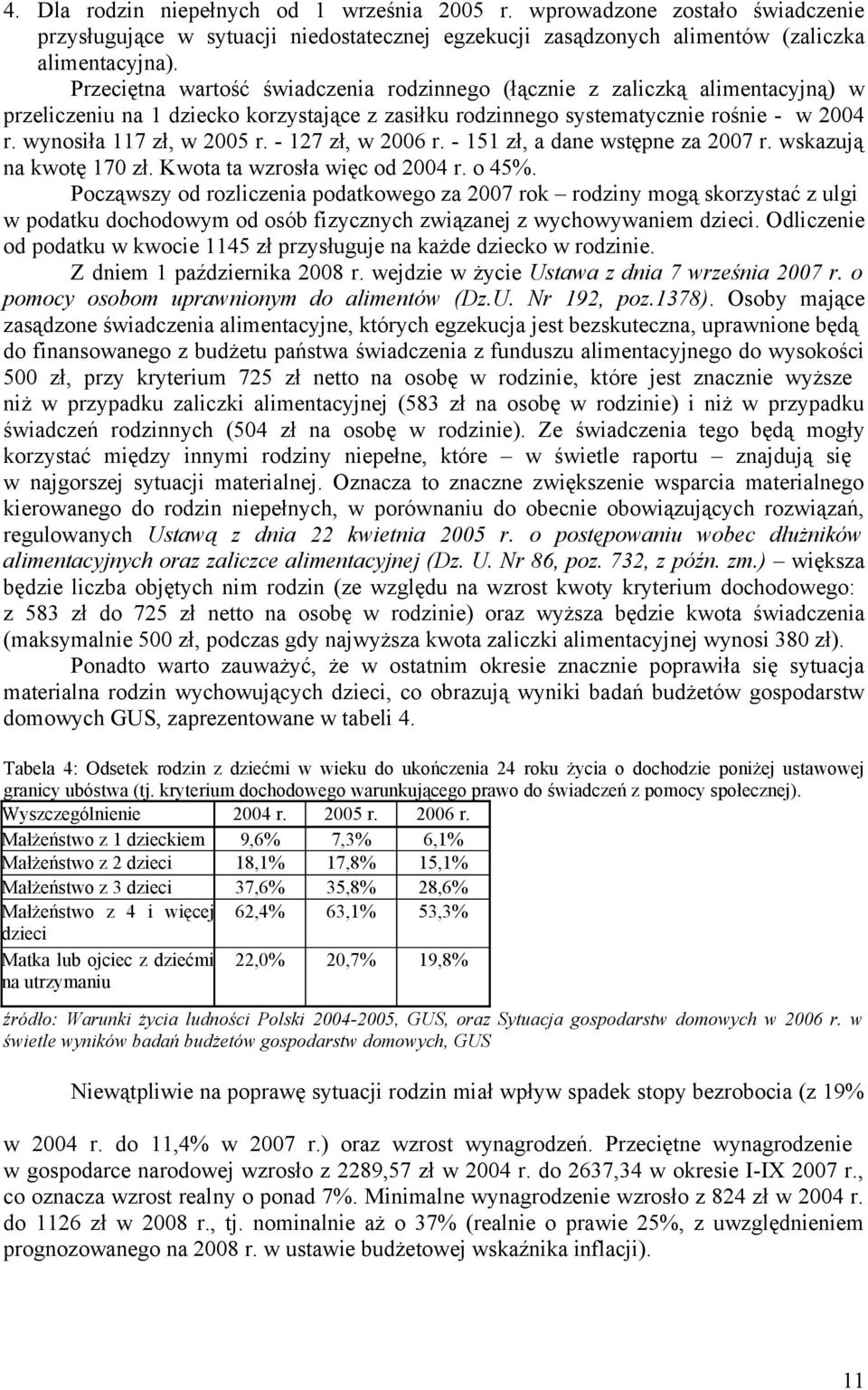 - 127 zł, w 2006 r. - 151 zł, a dane wstępne za 2007 r. wskazują na kwotę 170 zł. Kwota ta wzrosła więc od 2004 r. o 45%.