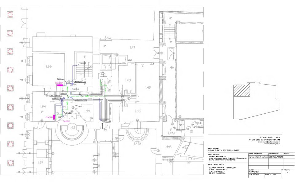 pl NAZWA RYSUNKU BUDYNEK GŁÓWNY - RZUT PIĘTRA I (PARTER) NAZWA PROJEKTU PROJEKT WYKONAWCZY INSTALACJI KLIMATYZACJI POMIESZCZEŃ BIUROWYCH TEATRU