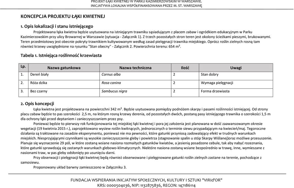 Browarnej w Warszawie (sytuacja - Załącznik 1). Z trzech pozostałych stron teren jest okolony ścieżkami pieszymi, brukowanymi.