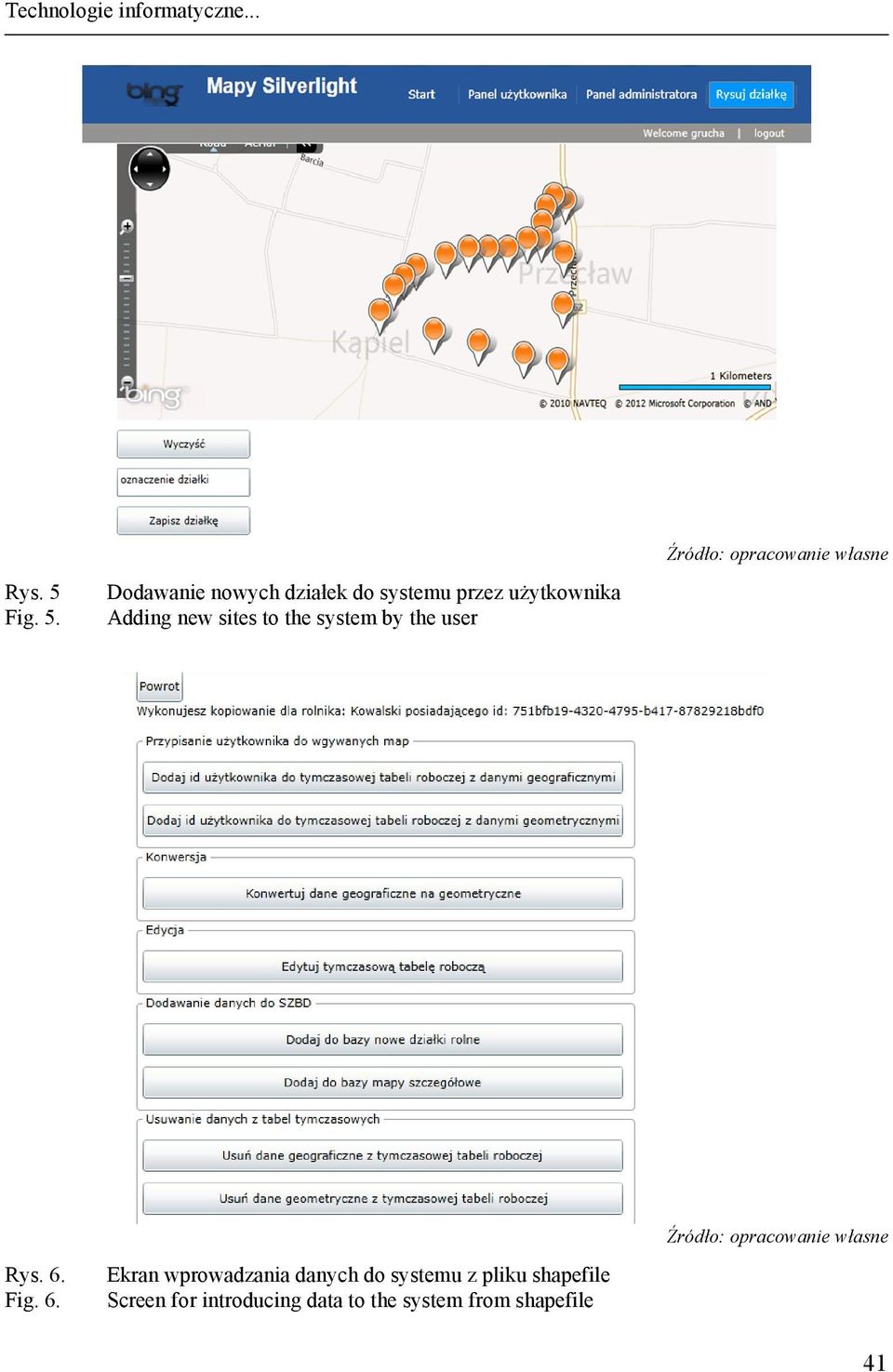 Dodawanie nowych działek do systemu przez użytkownika Adding new