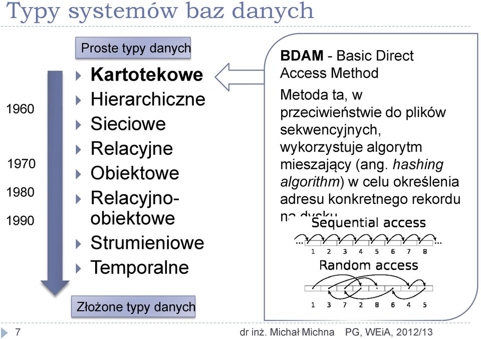 ta, w przeciwieństwie do plików sekwencyjnych, wykorzystuje algorytm mieszający (ang.