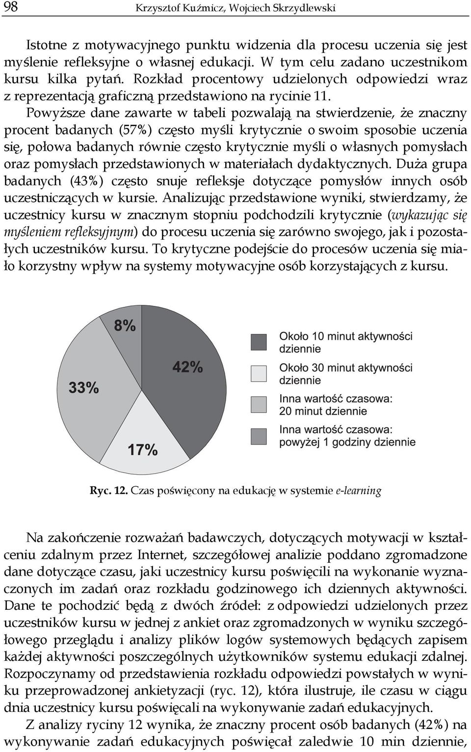 Powyższe dane zawarte w tabeli pozwalają na stwierdzenie, że znaczny procent badanych (57%) często myśli krytycznie o swoim sposobie uczenia się, połowa badanych równie często krytycznie myśli o