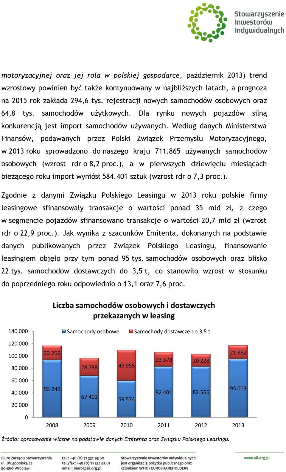 Według danych Ministerstwa Finansów, podawanych przez Polski Związek Przemysłu Motoryzacyjnego, w 2013 roku sprowadzono do naszego kraju 711.865 używanych samochodów osobowych (wzrost rdr o 8,2 proc.