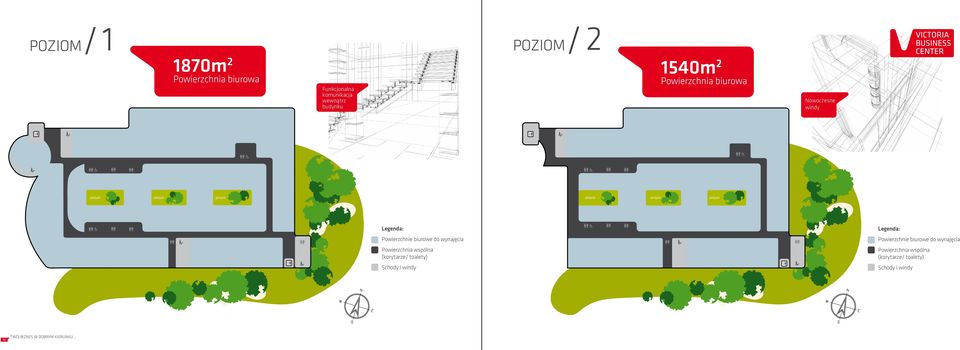 wewnątrz budynku POZIOM/ 2 1540m 2