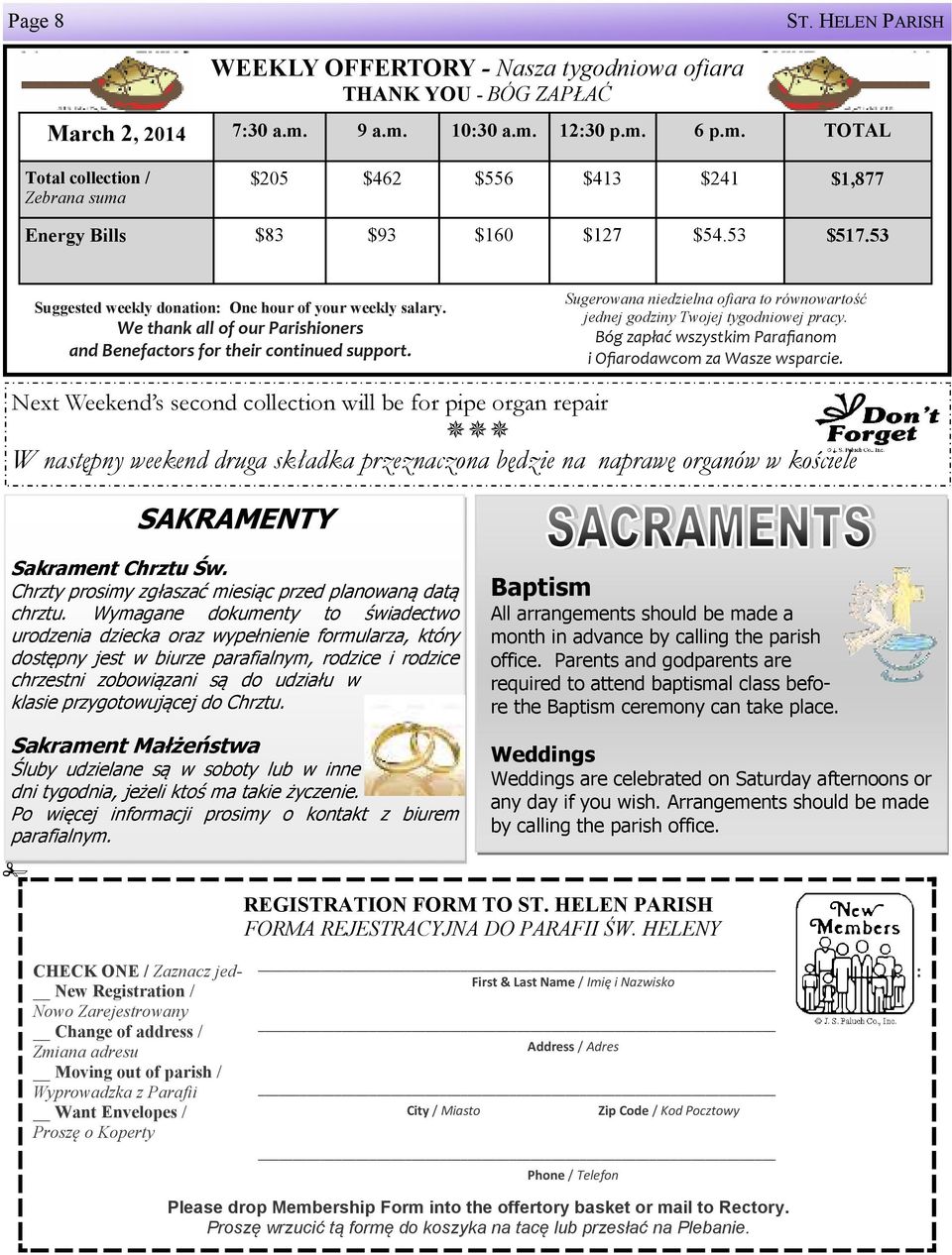 53 Suggested weekly donation: One hour of your weekly salary. We thank all of our Parishioners and Benefactors for their continued support.