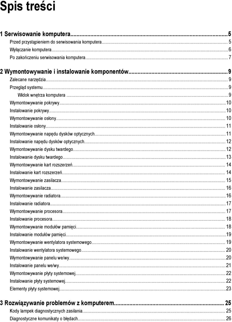 .. 10 Instalowanie osłony... 11 Wymontowywanie napędu dysków optycznych...11 Instalowanie napędu dysków optycznych...12 Wymontowywanie dysku twardego...12 Instalowanie dysku twardego.