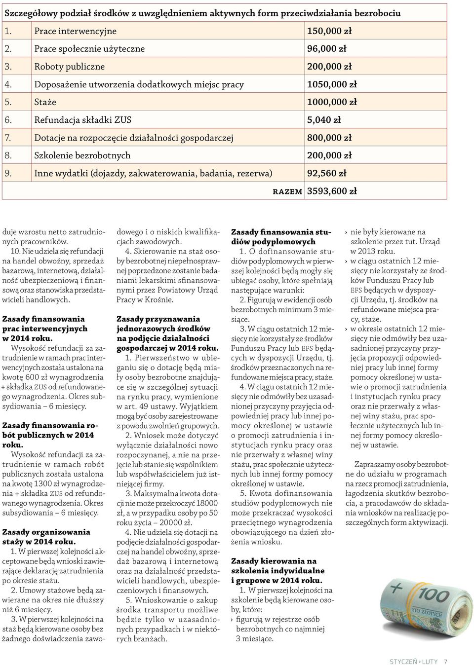 Szkolenie bezrobotnych 200,000 zł 9. Inne wydatki (dojazdy, zakwaterowania, badania, rezerwa) 92,560 zł razem 3593,600 zł duje wzrostu netto zatrudnionych pracowników. 10.