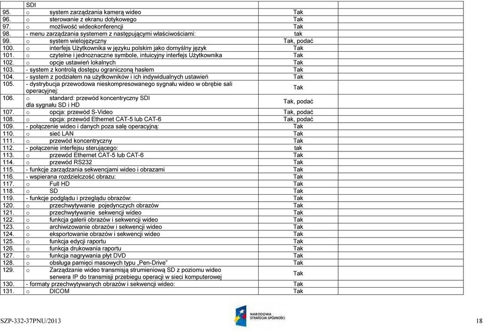 o opcje ustawień lokalnych 103. - system z kontrolą dostępu ograniczoną hasłem 104. - system z podziałem na użytkowników i ich indywidualnych ustawień 105.