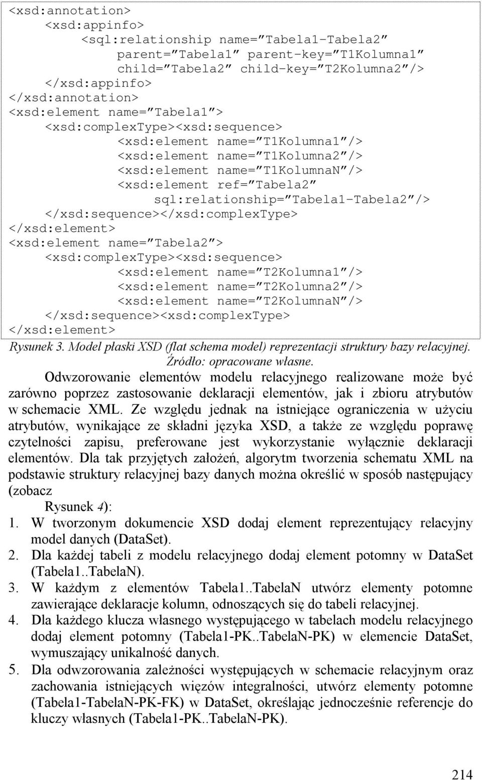 Tabela1-Tabela2 /> </xsd:sequence></xsd:complextype> </xsd:element> <xsd:element name= Tabela2 > <xsd:complextype><xsd:sequence> <xsd:element name= T2Kolumna1 /> <xsd:element name= T2Kolumna2 />