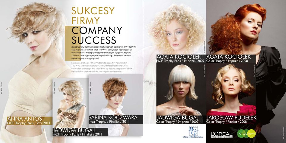 Each year, the Salon ROMAN s team takes part in Polish (INOA TROPHY) and international (HCF TROPHY) competitions which verify their knowledge and know-how.