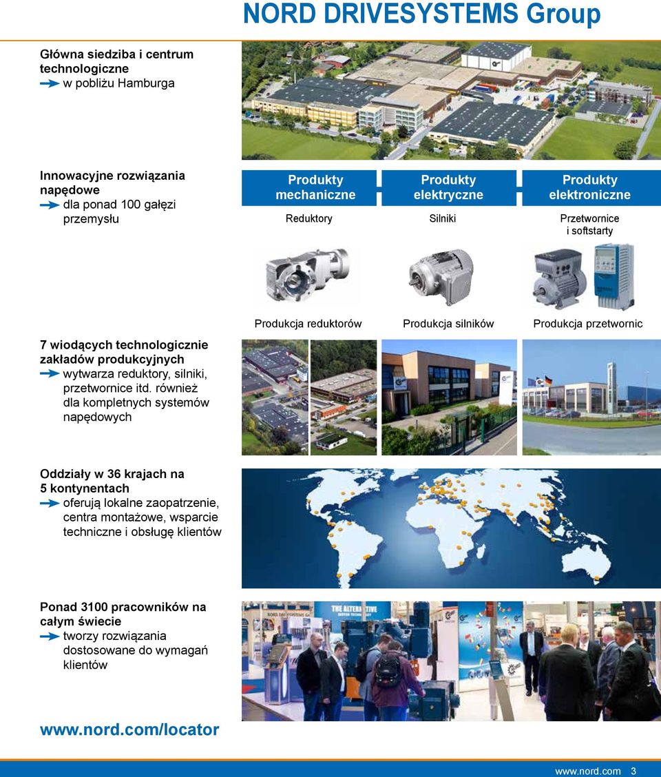 rówież dla kompletych systemów apędowych Produkcja reduktorów Produkcja silików Produkcja przetworic Oddziały w 36 krajach a 5 kotyetach oferują lokale zaopatrzeie,