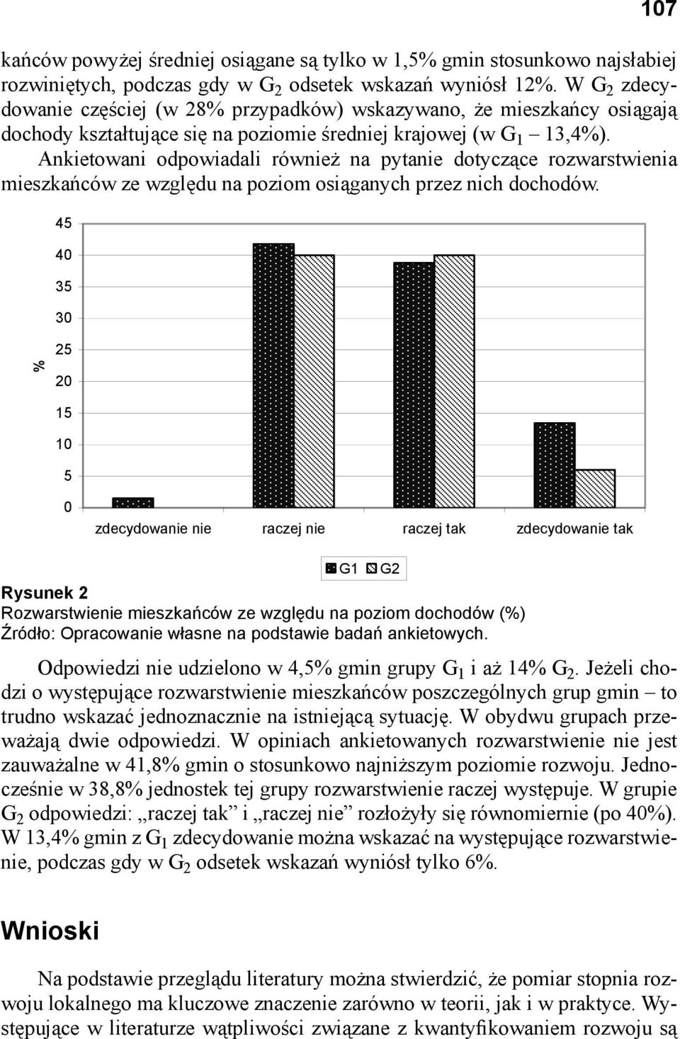 Ankietowani odpowiadali również na pytanie dotyczące rozwarstwienia mieszkańców ze względu na poziom osiąganych przez nich dochodów.