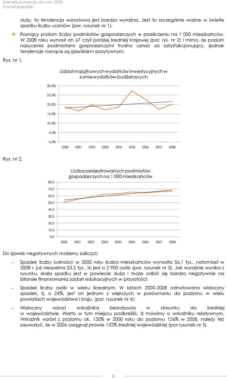 nr 2) i mimo, że poziom nasycenia podmiotami gospodarczymi trudno uznać za satysfakcjonujący, jednak tendencje rosnące są zjawiskiem pozytywnym. Rys. nr 1.