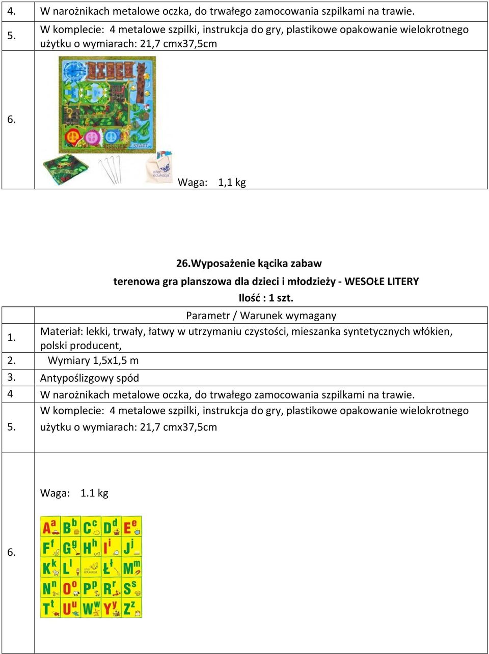 planszowa dla dzieci i młodzieży - WESOŁE LITERY Wymiary 1,5x1,5 m 3.