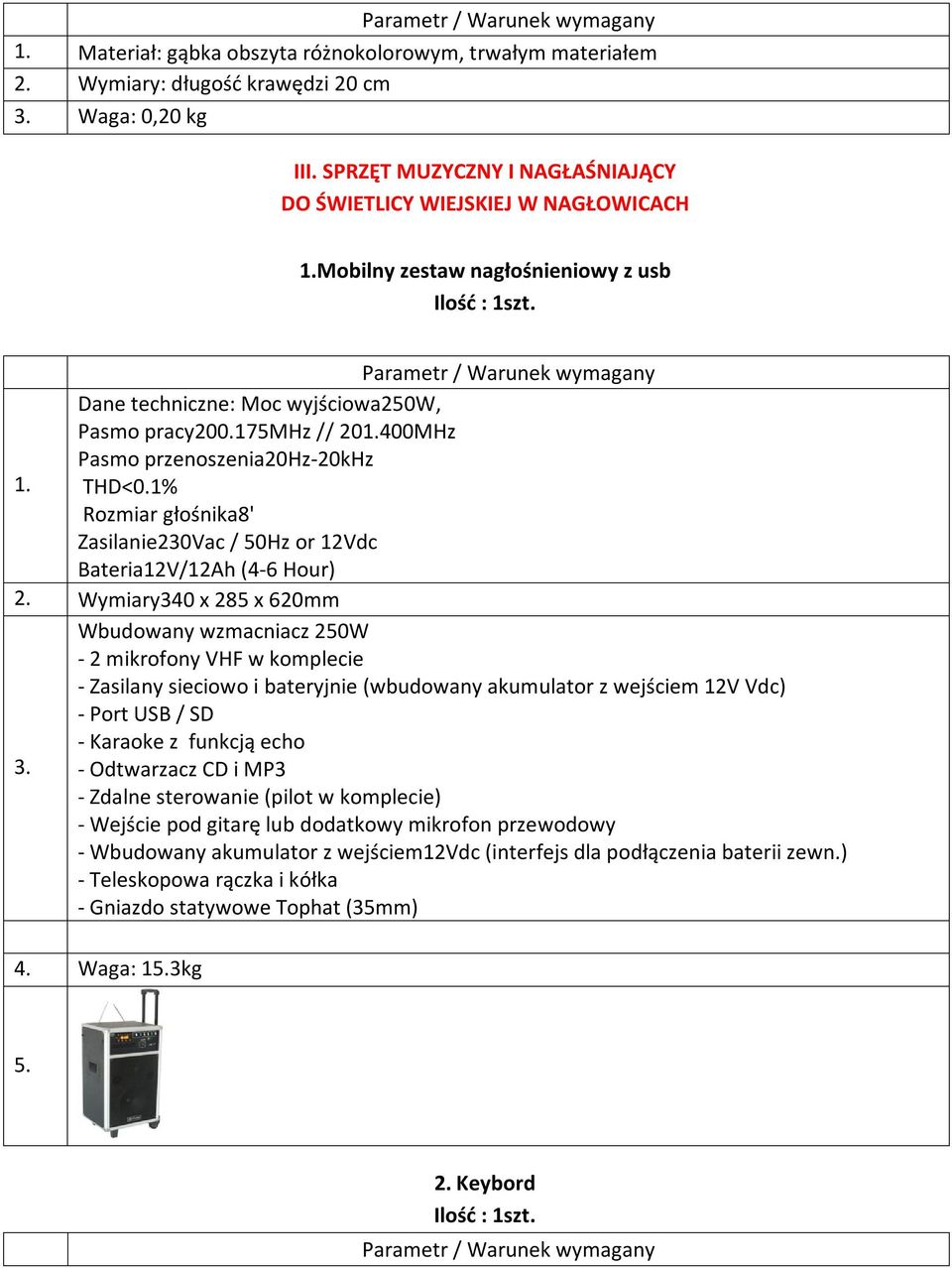 175mhz // 20400MHz Pasmo przenoszenia20hz-20khz THD<0.