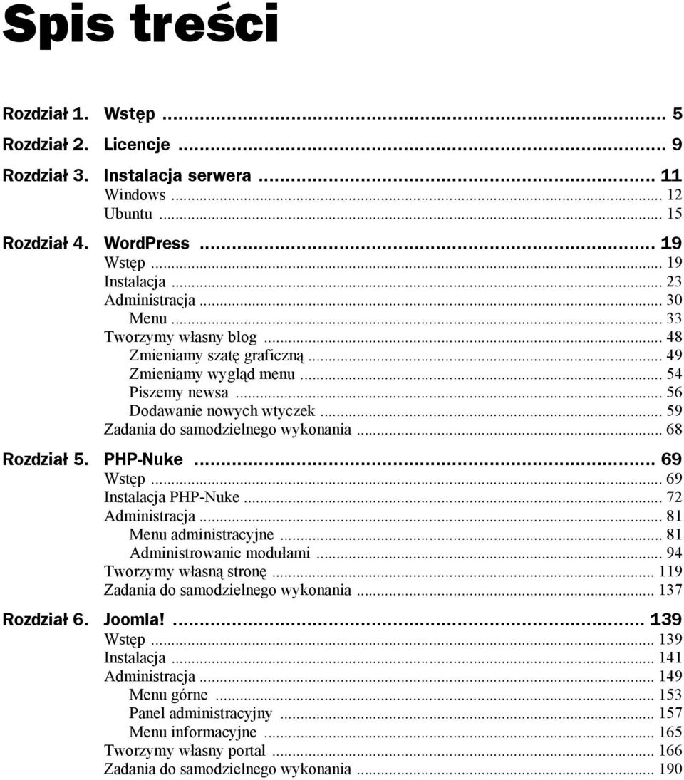 .. 68 Rozdział 5. PHP-Nuke... 69 Wstęp... 69 Instalacja PHP-Nuke... 72 Administracja... 81 Menu administracyjne... 81 Administrowanie modułami... 94 Tworzymy własną stronę.