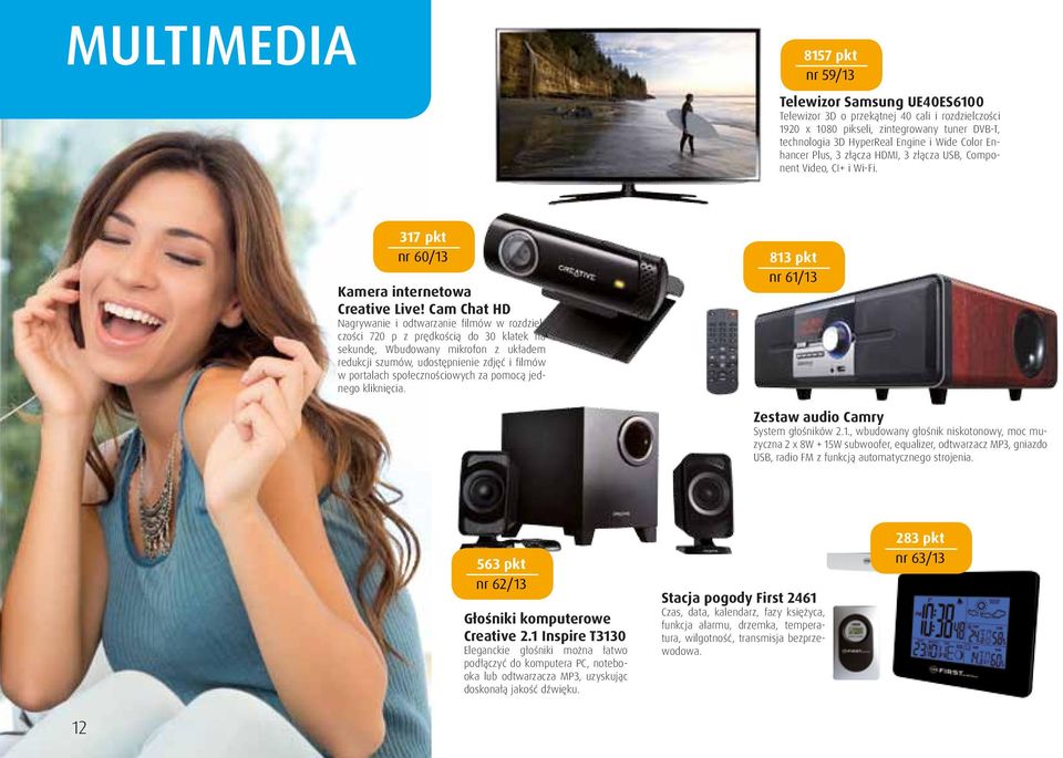 Cam Chat HD Nagrywanie i odtwarzanie filmów w rozdzielczości 720 p z prędkością do 30 klatek na sekundę, Wbudowany mikrofon z układem redukcji szumów, udostępnienie zdjęć i filmów w portalach