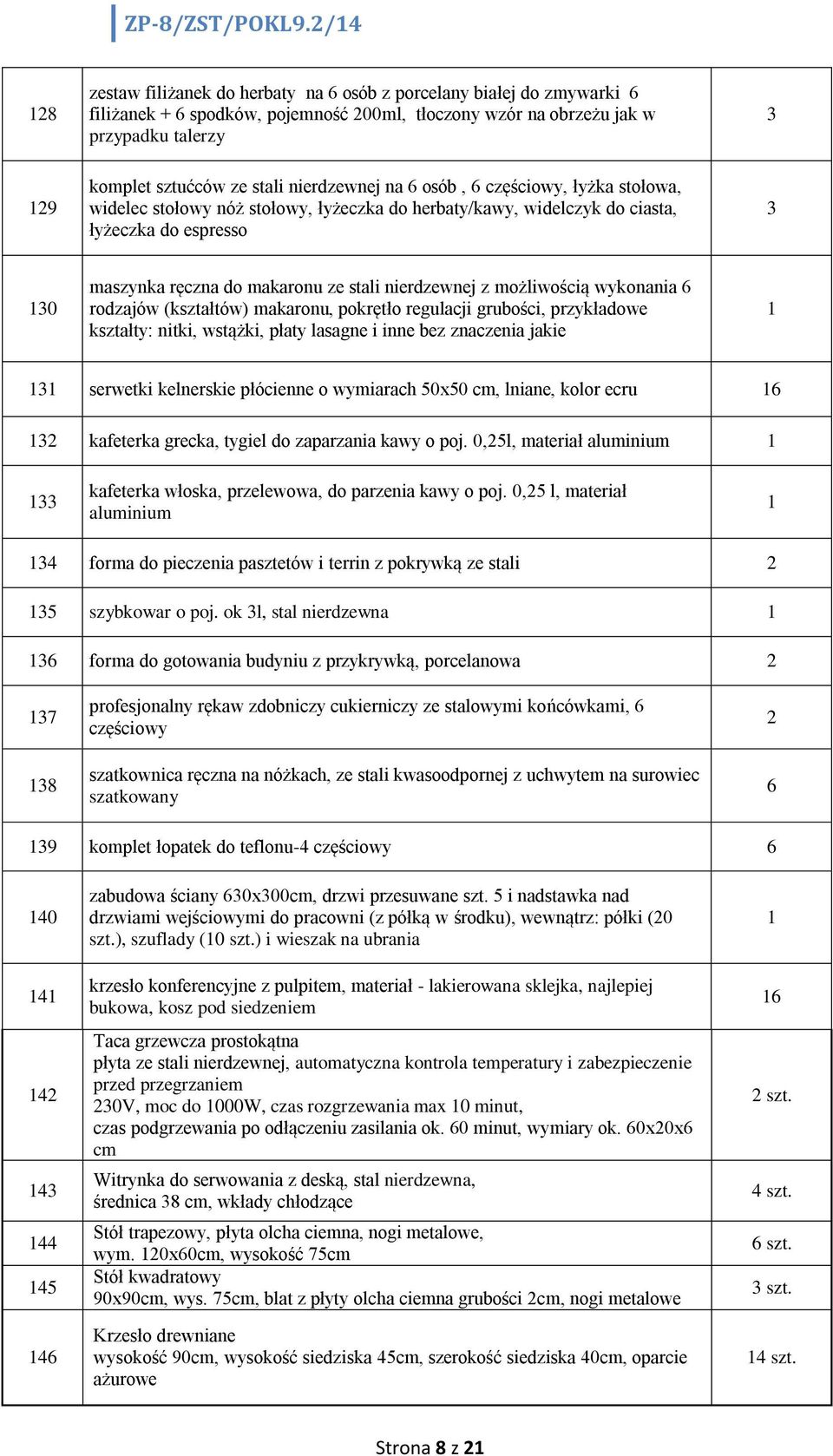 nierdzewnej z możliwością wykonania 6 rodzajów (kształtów) makaronu, pokrętło regulacji grubości, przykładowe kształty: nitki, wstążki, płaty lasagne i inne bez znaczenia jakie 3 serwetki kelnerskie