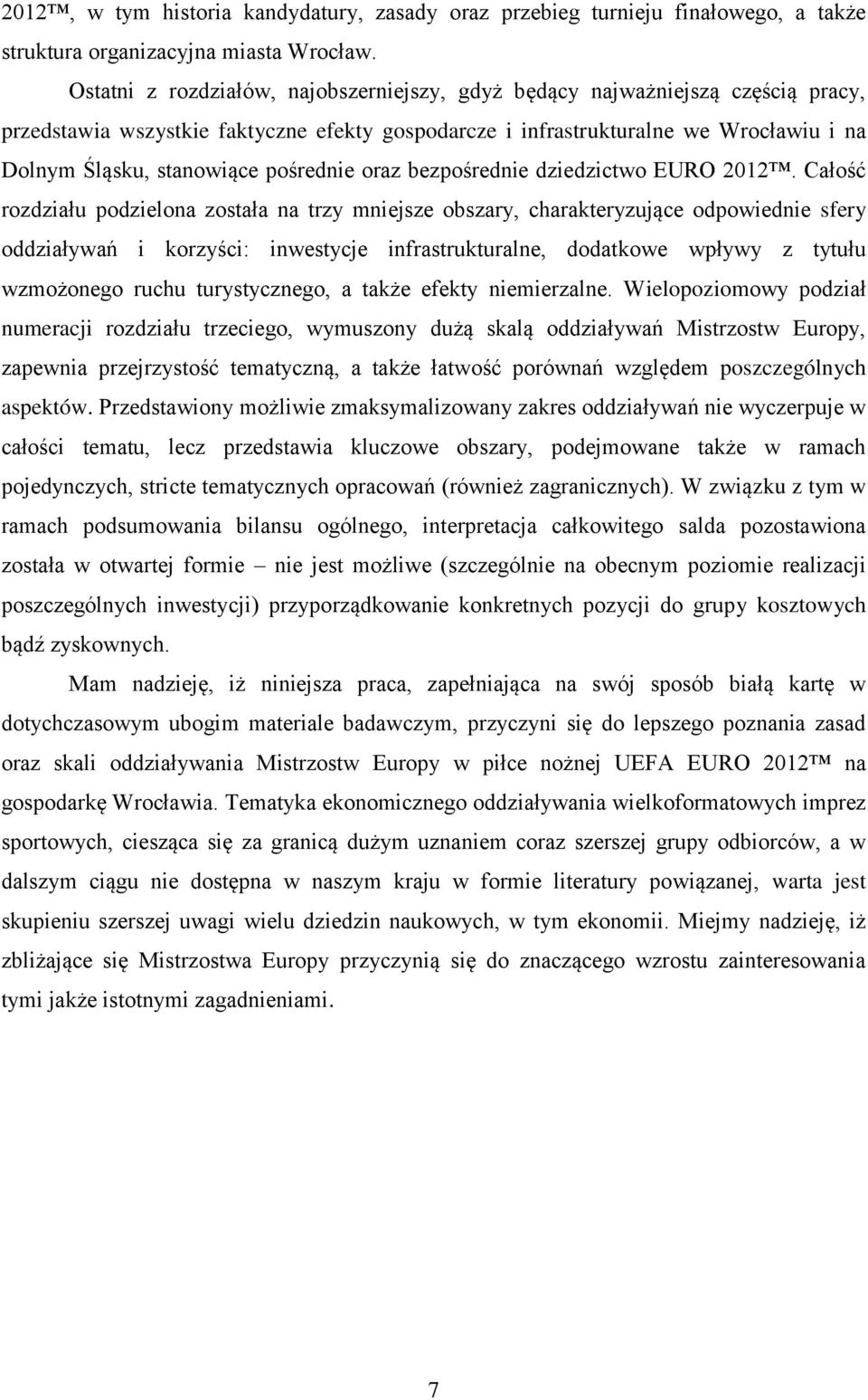 pośrednie oraz bezpośrednie dziedzictwo EURO 2012.