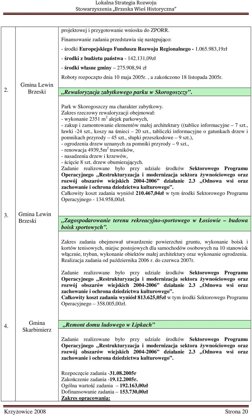 Rewaloryzacja zabytkowego parku w Skorogoszczy. Park w Skorogoszczy ma charakter zabytkowy.