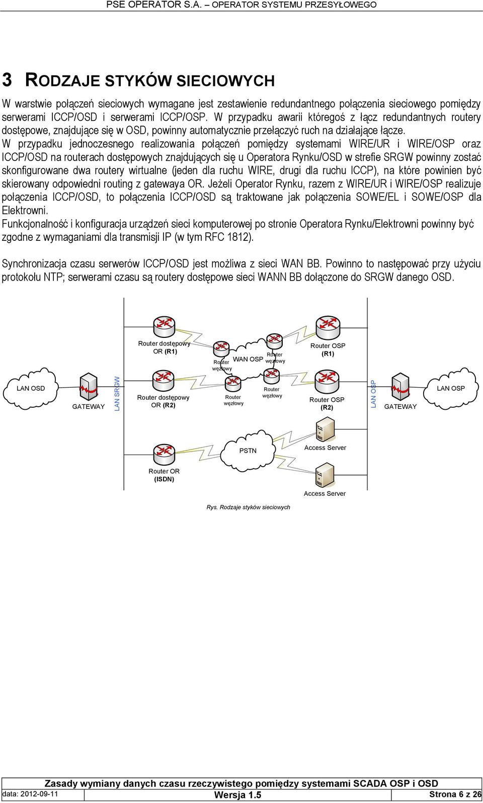 W przypadku jednoczesnego realizowania połączeń pomiędzy systemami WIRE/UR i WIRE/OSP oraz ICCP/OSD na routerach dostępowych znajdujących się u Operatora Rynku/OSD w strefie SRGW powinny zostać
