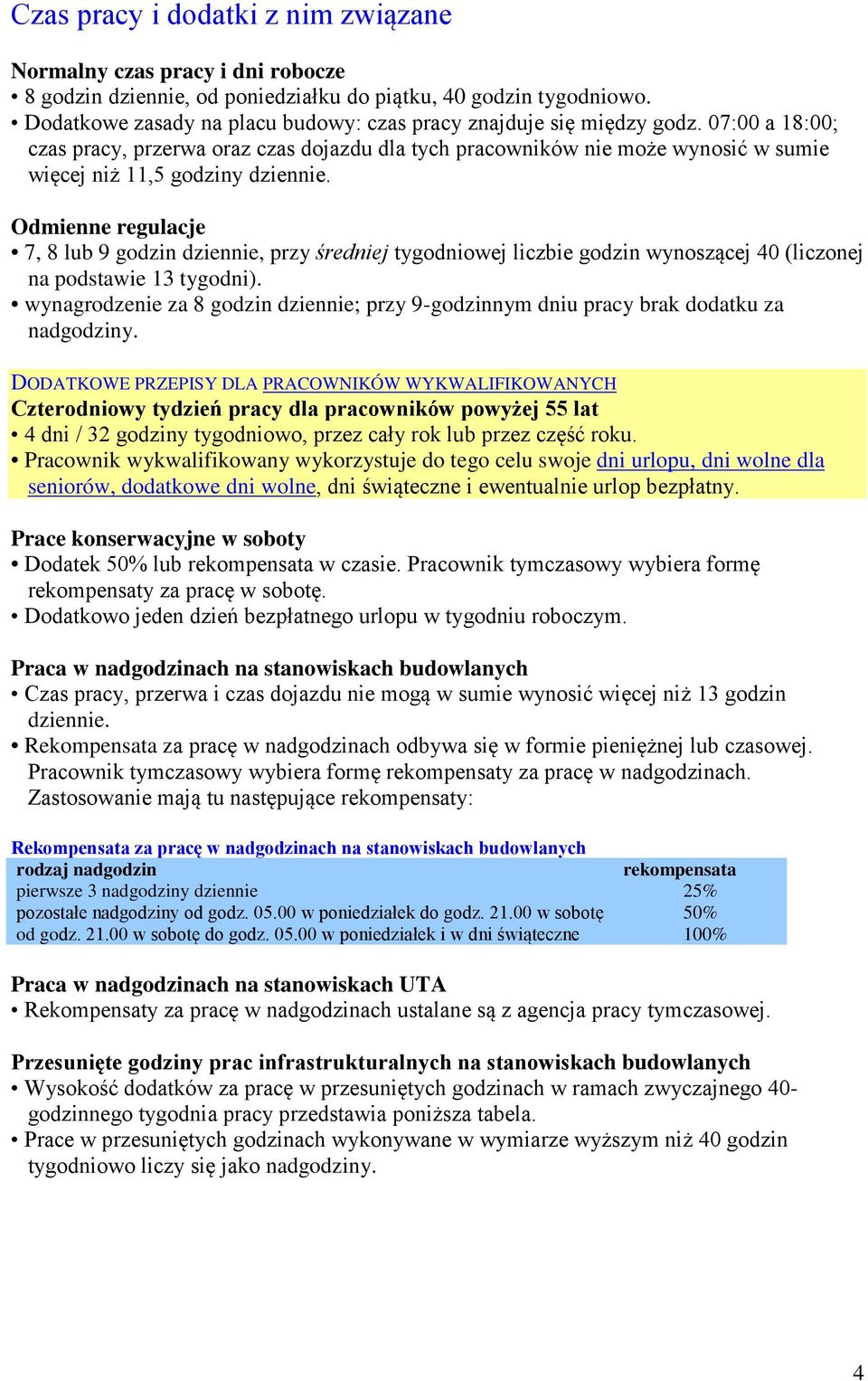 07:00 a 18:00; czas pracy, przerwa oraz czas dojazdu dla tych pracowników nie może wynosić w sumie więcej niż 11,5 godziny dziennie.