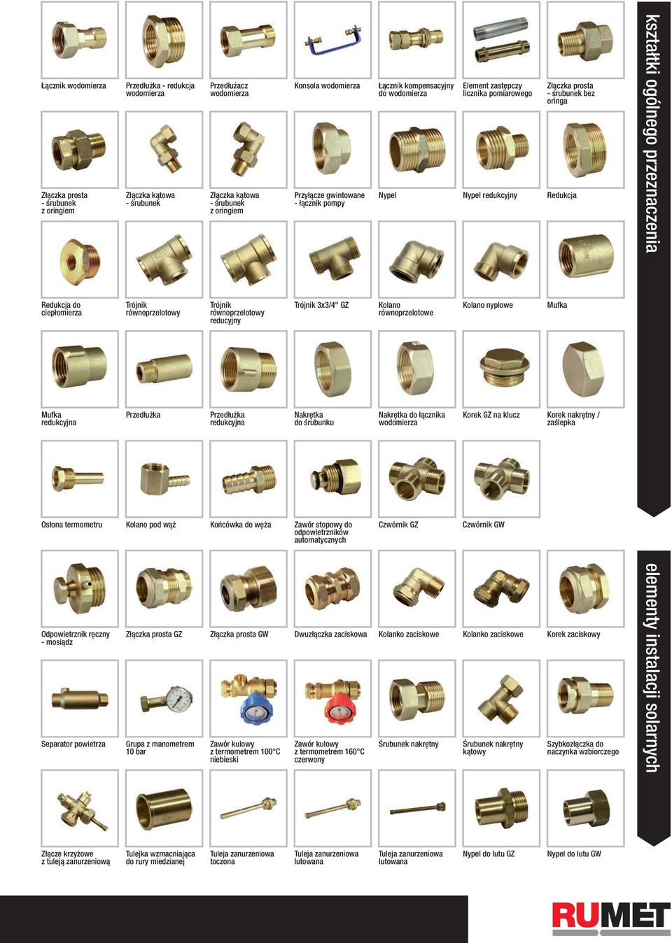 Redukcja do ciep omierza Trójnik równoprzelotowy Trójnik równoprzelotowy reducyjny Trójnik 3x3/4" GZ Kolano równoprzelotowe Kolano nyplowe Mufka Mufka redukcyjna Przed u ka Przed u ka redukcyjna Nakr