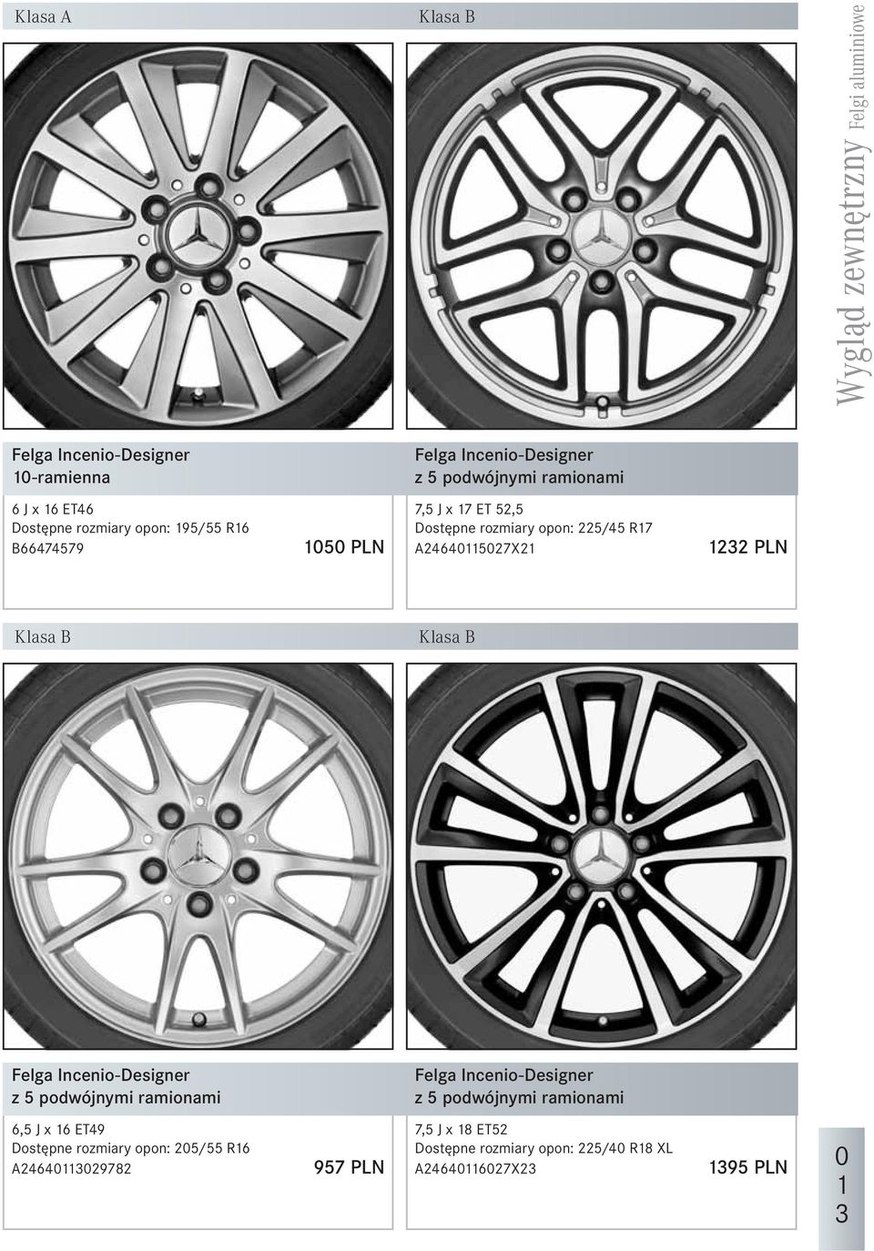 1232 PLN Klasa B Klasa B Felga Incenio-Designer z 5 podwójnymi ramionami Felga Incenio-Designer z 5 podwójnymi ramionami 6,5 J x 16