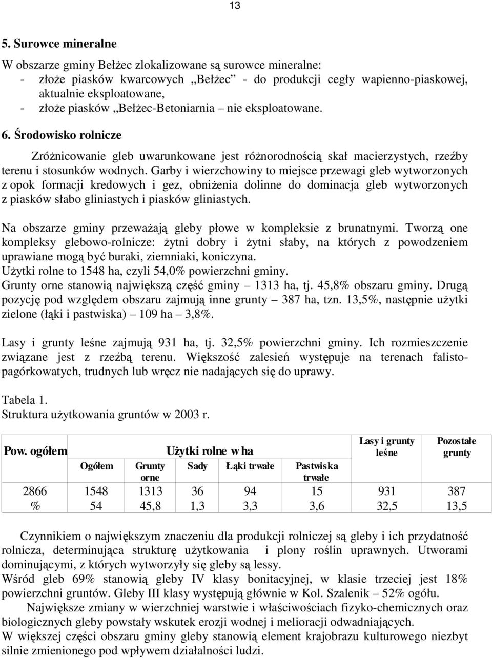 Garby i wierzchowiny to miejsce przewagi gleb wytworzonych z opok formacji kredowych i gez, obniŝenia dolinne do dominacja gleb wytworzonych z piasków słabo gliniastych i piasków gliniastych.