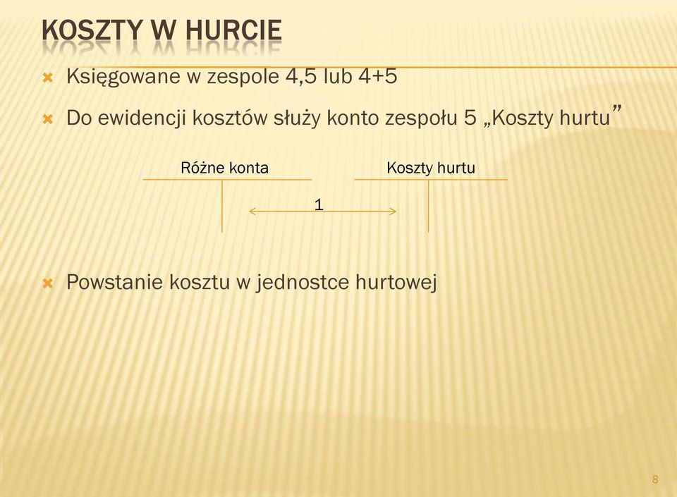 zespołu 5 Koszty hurtu Różne konta Koszty