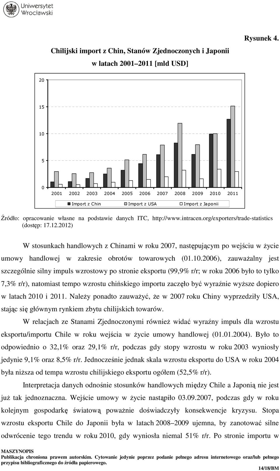 org/exporters/trade-statistics (dostęp: 17.12.2012) W stosunkach handlowych z Chinami w roku 2007, następującym po wejściu w życie umowy handlowej w zakresie obrotów towarowych (01.10.