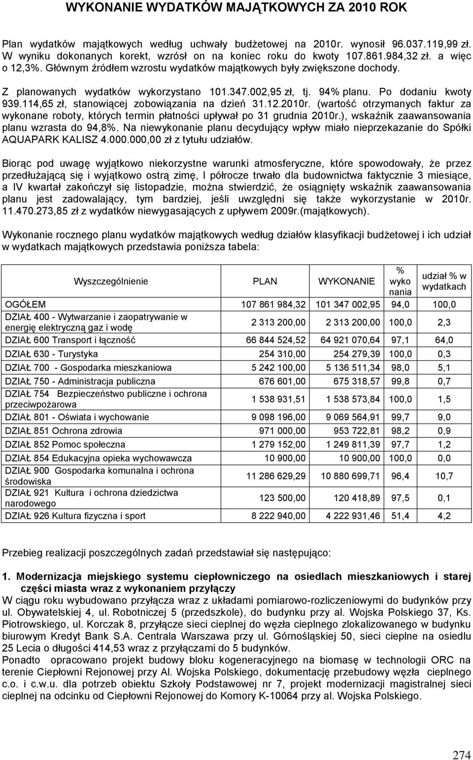 114,65 zł, stanowiącej zobowiązania na dzień 31.12.2010r. (wartość otrzymanych faktur za wykonane roboty, których termin płatności upływał po 31 grudnia 2010r.