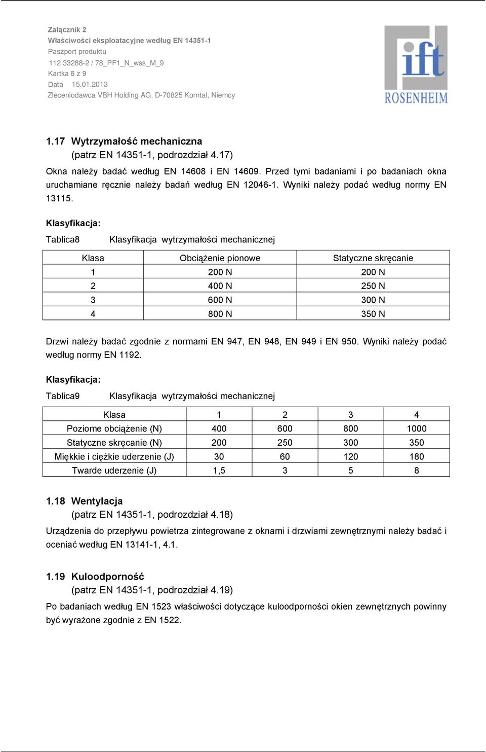 Wyniki należy podać według normy EN 35.