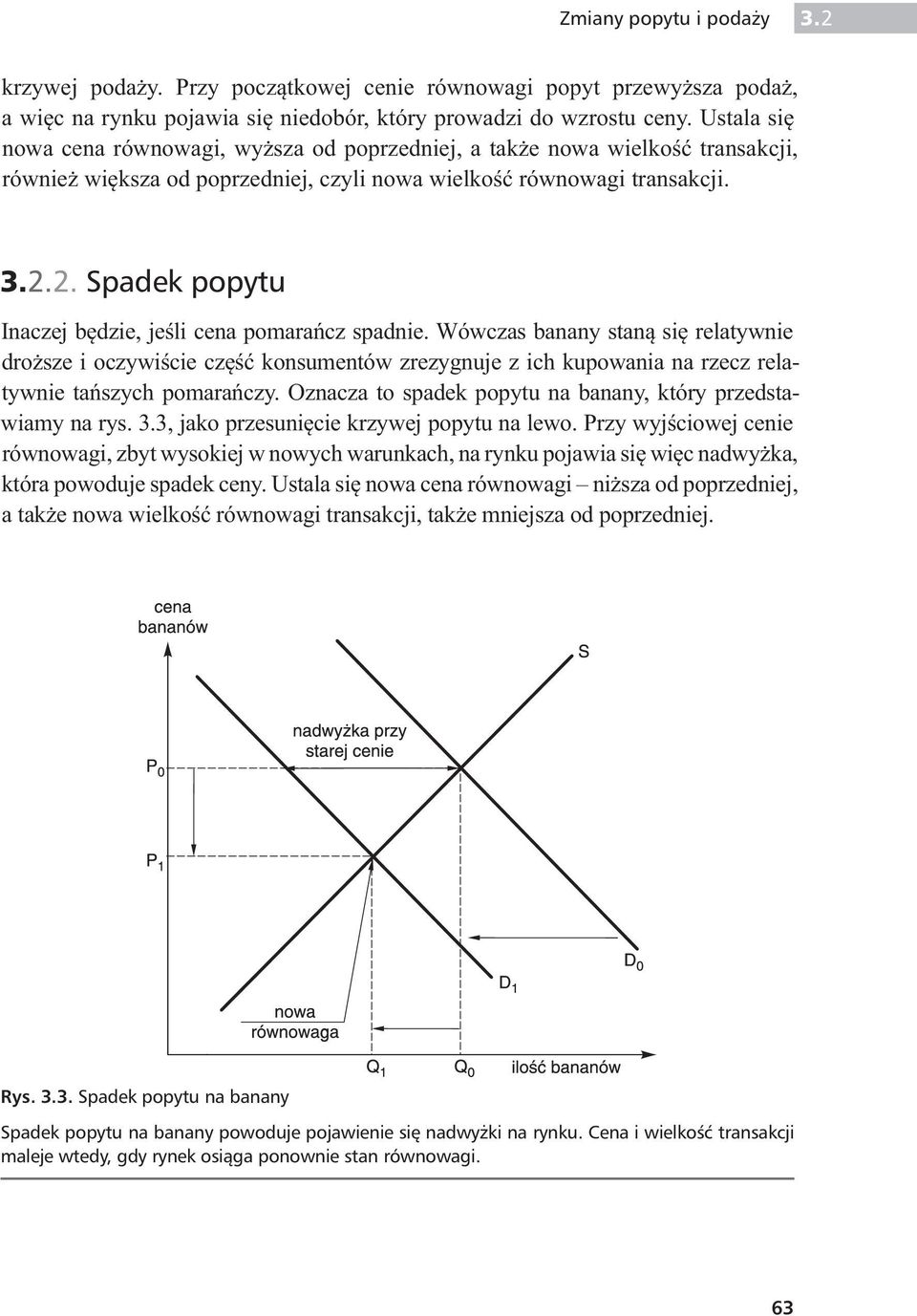 2. Spadek popytu Inaczej b dzie, je li cena pomara cz spadnie. Wówczas banany stan si relatywnie dro sze i oczywi cie cz konsumentów zrezygnuje z ich kupowania na rzecz relatywnie ta szych pomara czy.