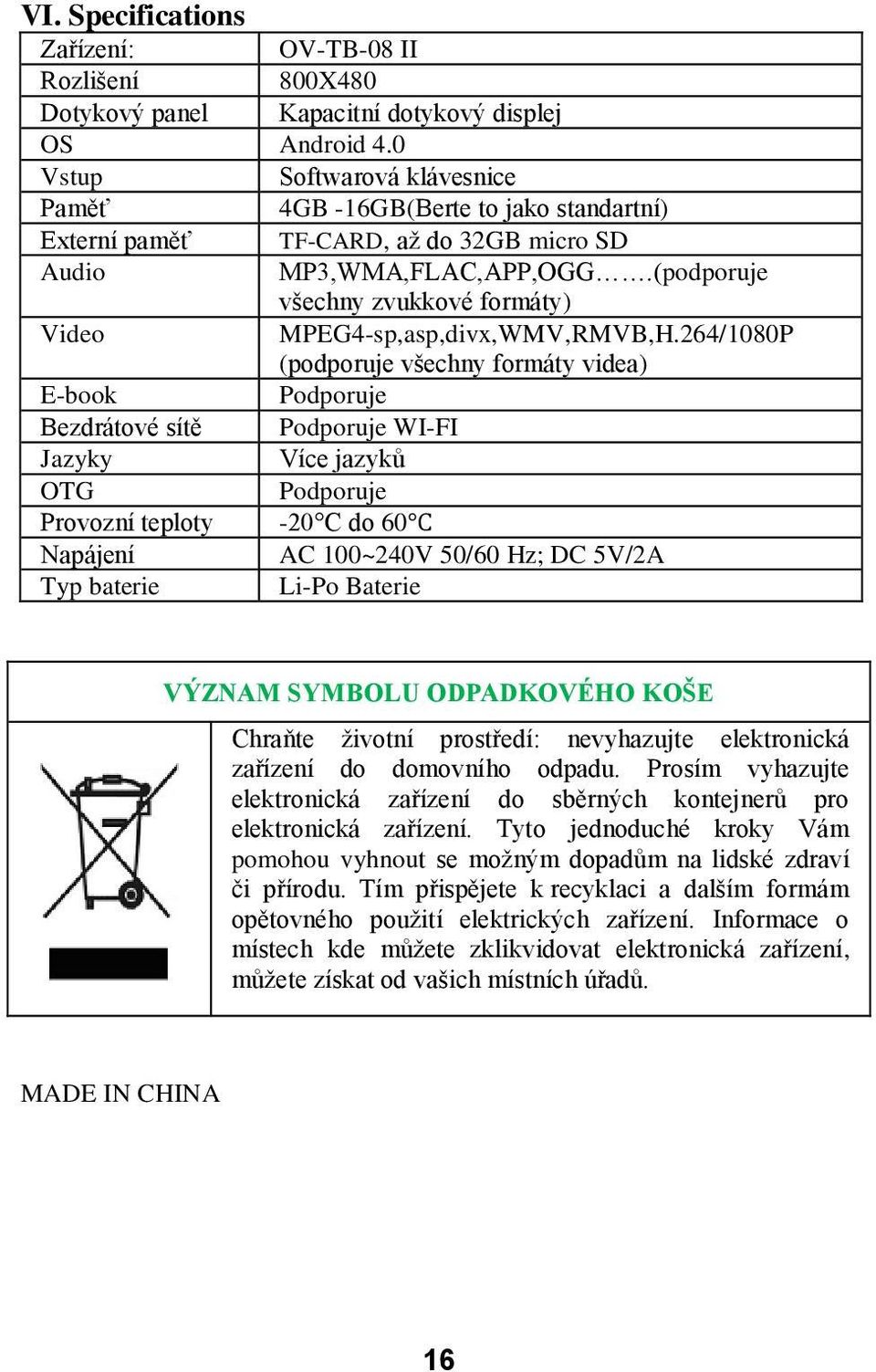 (podporuje všechny zvukkové formáty) Video MPEG4-sp,asp,divx,WMV,RMVB,H.