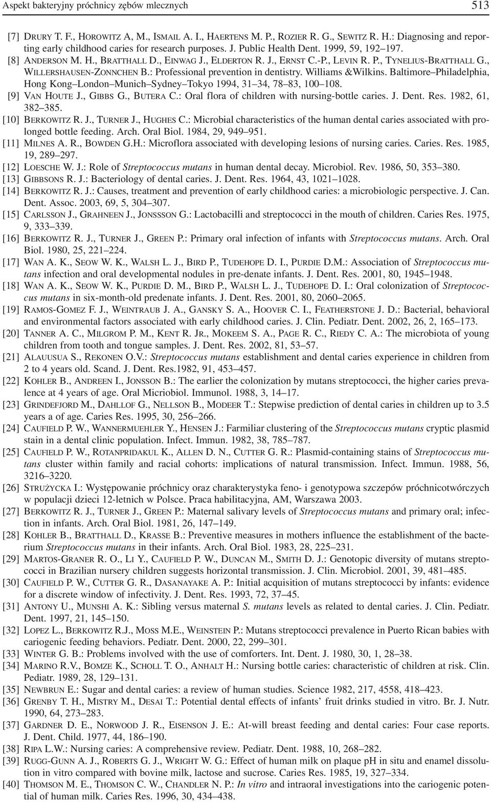 : Professional prevention in dentistry. Williams &Wilkins. Baltimore Philadelphia, Hong Kong London Munich Sydney Tokyo 1994, 31 34, 78 83, 100 108. [9] VAN HOUTE J., GIBBS G., BUTERA C.