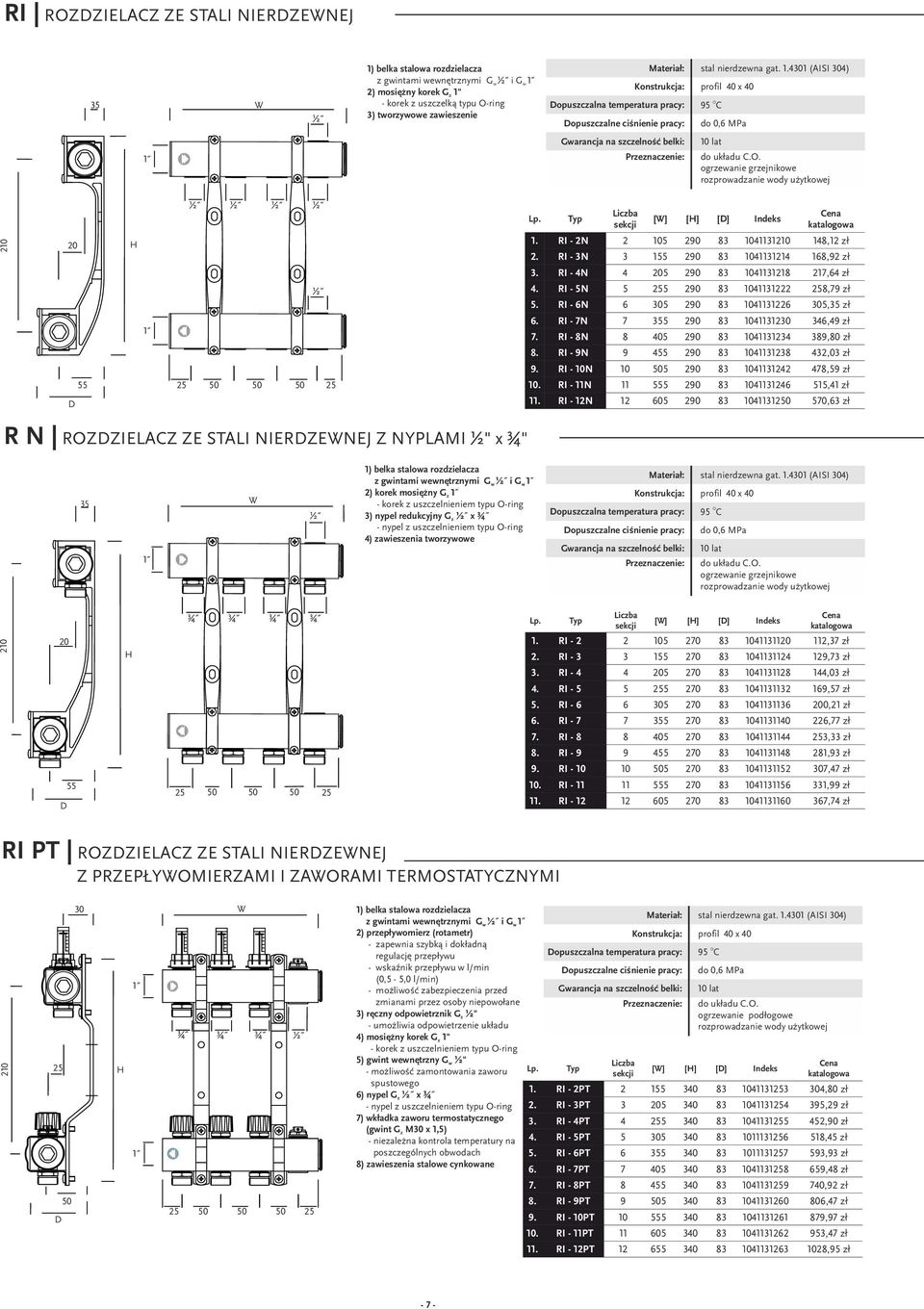 grzewanie grzejnikwe rzprwadzanie wdy użytkwej D ½ ½ ½ ½ ½ Liczba sekcji [] [] [D] Indeks katalgwa. RI - N, zł.