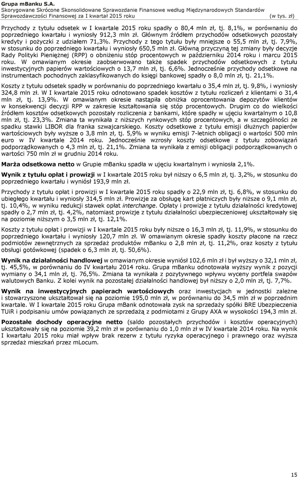 7,9%, w stosunku do poprzedniego kwartału i wyniosły 650,5 mln zł.